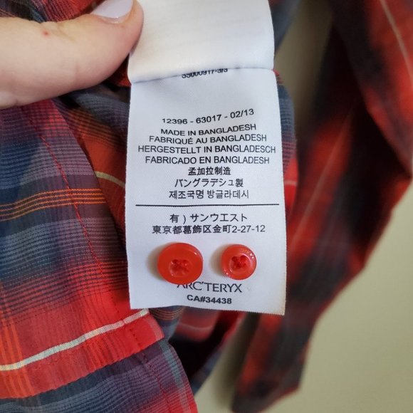 ARC'TERYX Women's Medium Fitted Convertible Roll Tab Plaid Button Down Top Shirt - Picture 12 of 13